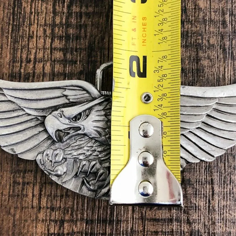 Vintage Western Belt Buckle Bald Eagle Flying USA Made 1980 Indiana Metal Crafts